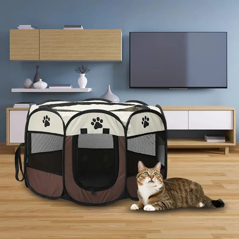 Portable Foldable Pet Tent Kennel Octagonal Fence Puppy Shelter