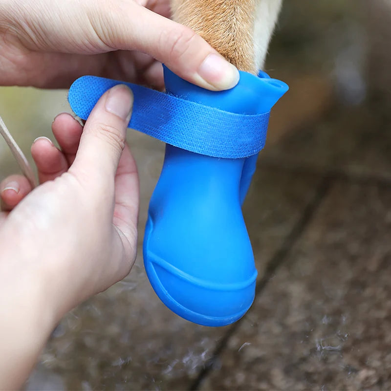 4Pcs Pet WaterProof Rainshoe Anti-slip Rubber Boot For Dogs Cats