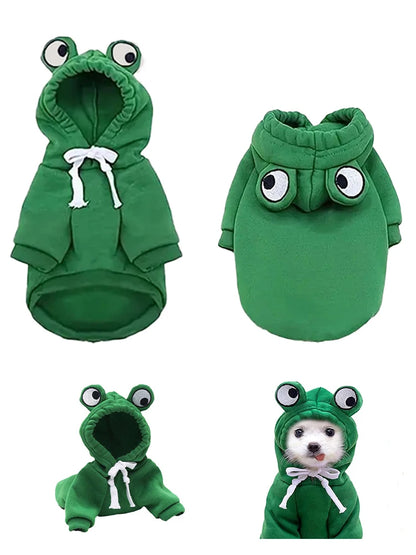 Adorable Frog Dog Sweater Dog Coats  Pet Clothes Pet Hooded