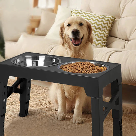 Elevated Dog Feeder Dogs Bowls Adjustable Raised Stand  Food